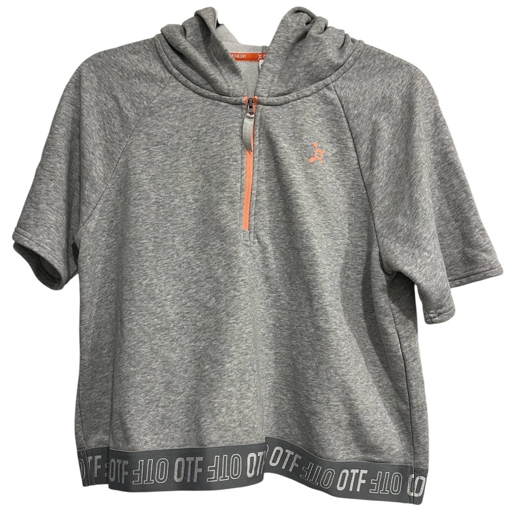 Orange Theory Cropped Gray Womens Hoodie Quarter Zip Workout Activewear Sz S